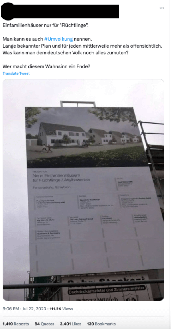 In Sozialen Netzwerken kursiert dieses Foto  eines Bauschilds in der Stadt Willich