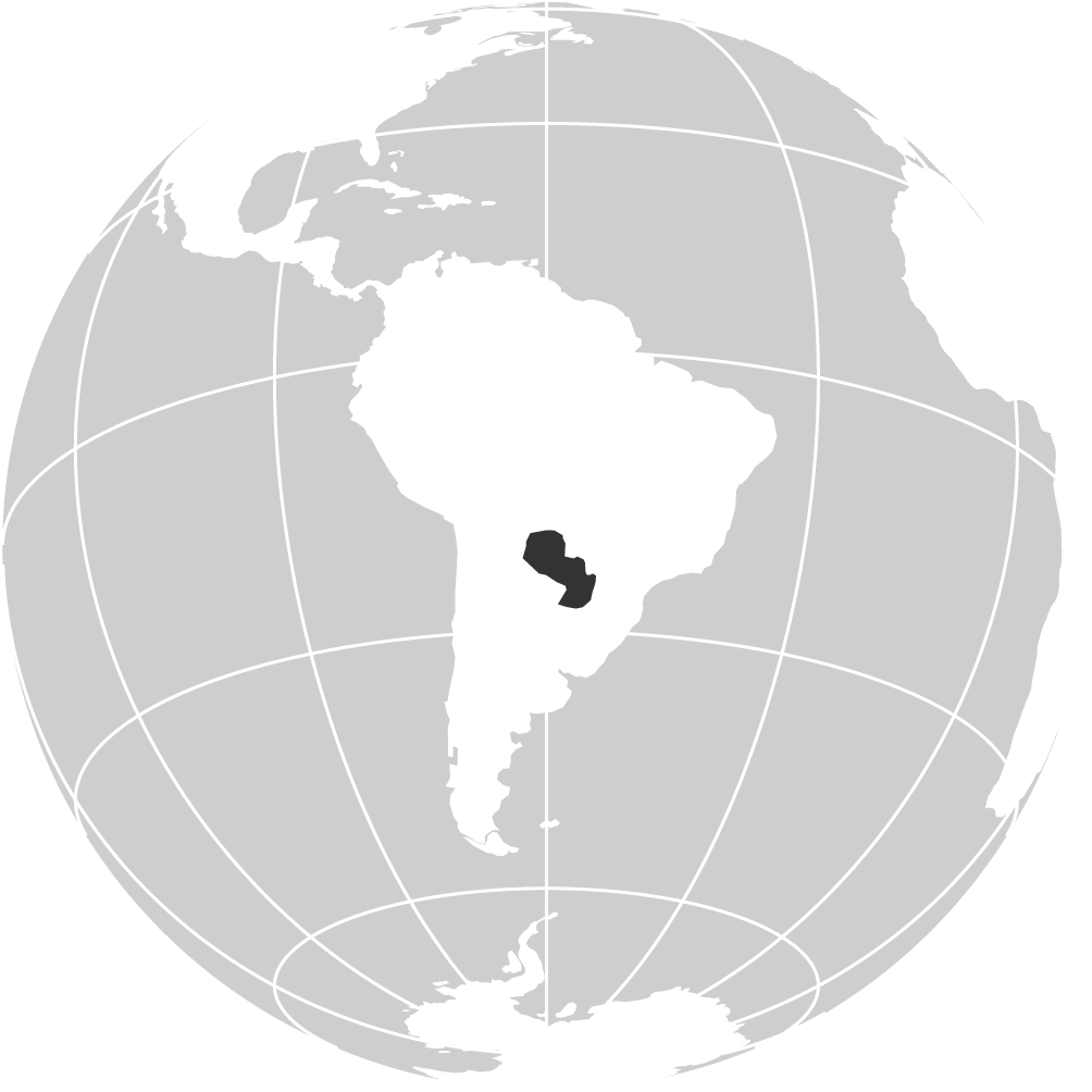 Paraguay eingefärbt auf einer Weltkarte