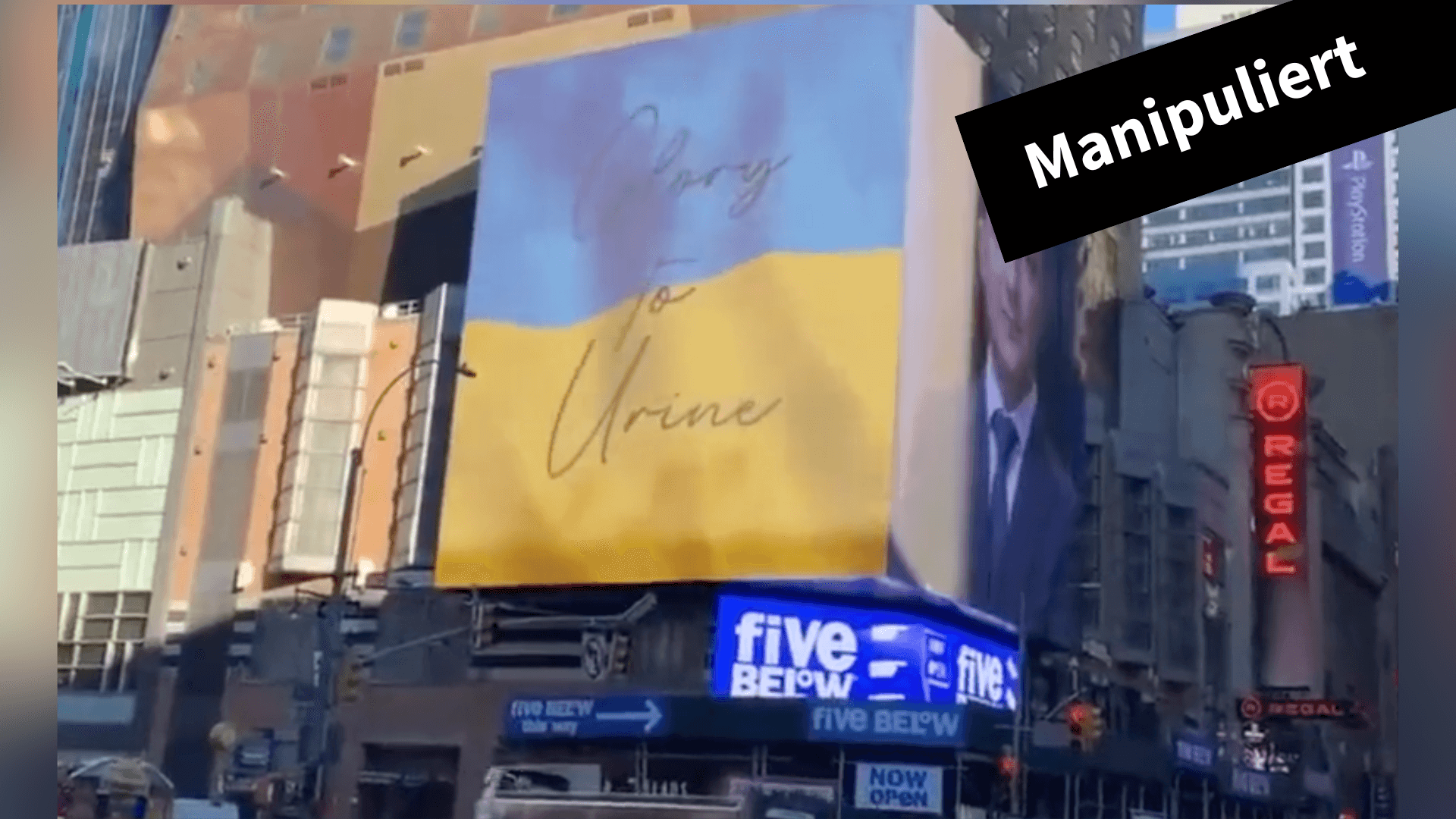 In Sozialen Netzwerken verbreitet sich ein gefälschtes Video einer Werbetafel in New York