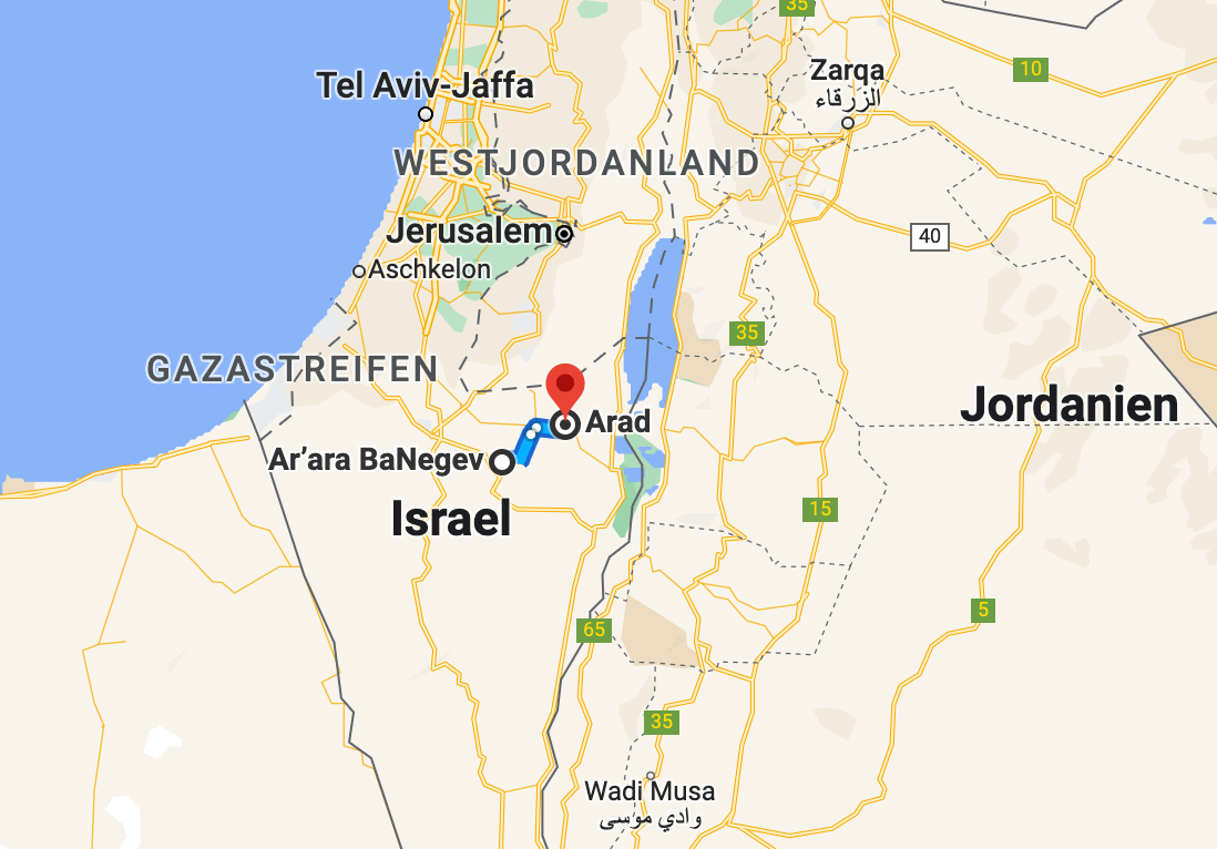 Die Orte Arad und Ar’ara BaNegev befinden sich im Süden Israels, abseits des Gazastreifens