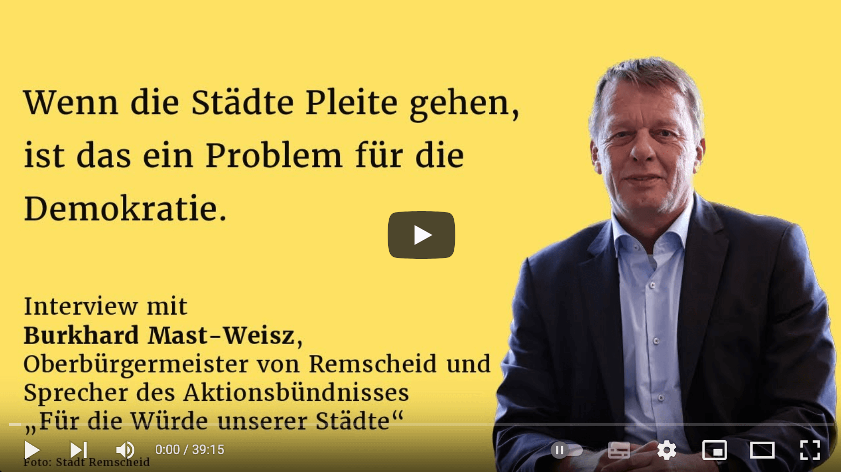 Video-Interview mit Burkhard Mast-Weisz, Oberbürgermeister von Remscheid