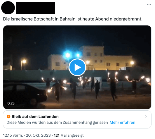 botschaft-israel-bahrain-falschmeldung-twitter-beitrag-x
