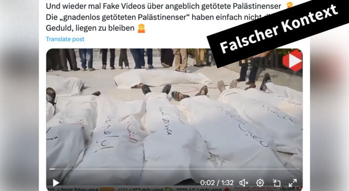 Dieses Video zeigt keine Inszenierung von getöteten Palästinensern.
