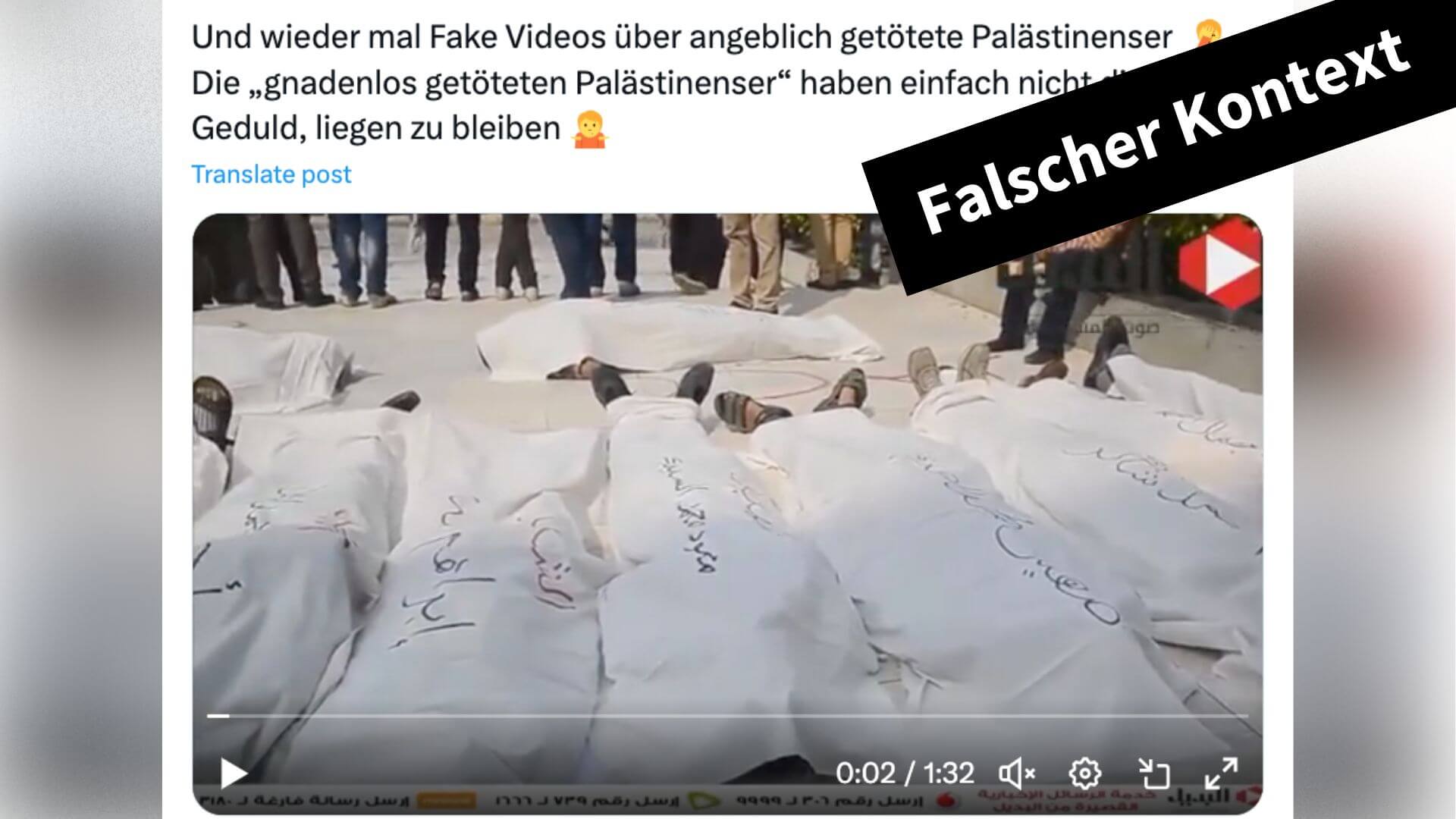 Dieses Video zeigt keine Inszenierung von getöteten Palästinensern.