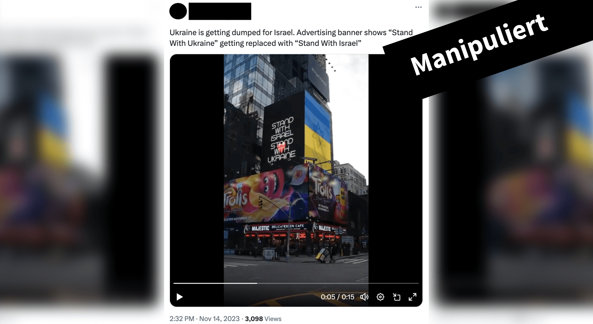 In Sozialen Netzwerken verbreitet sich ein gefälschtes Video einer Werbetafel in New York