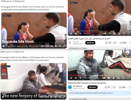Je zwei Screenshots aus dem Video, das in Sozialen Netzwerken kursiert und aus dem Video von TRT zeigen, dass es dieselbe Situation zeigt.