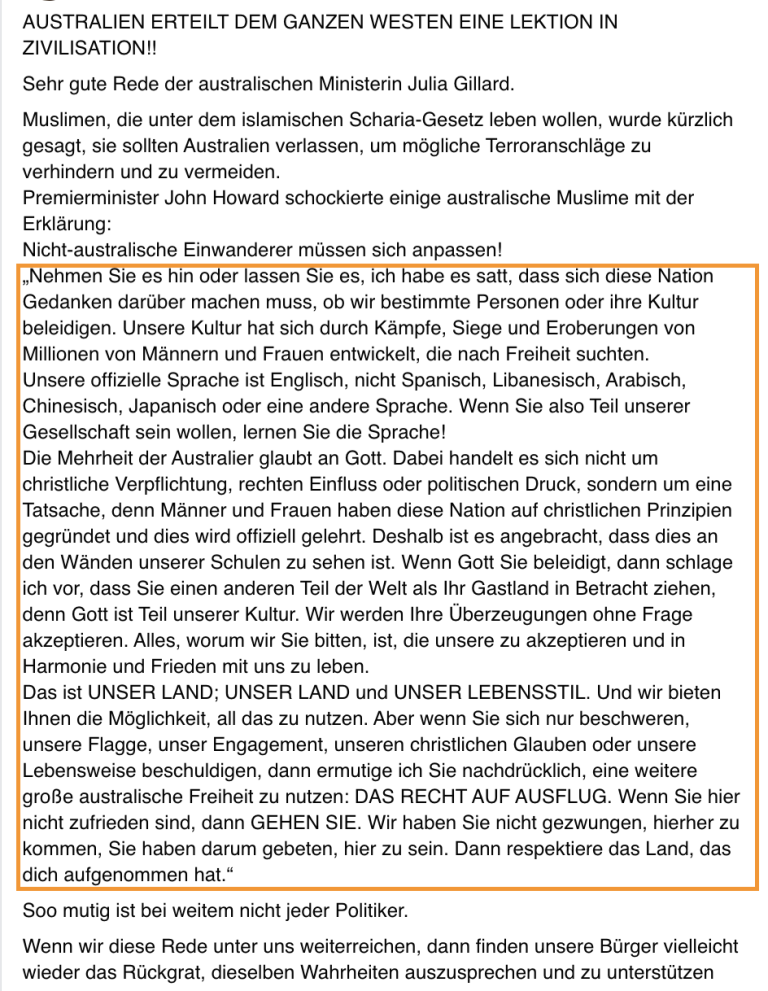 Kettenbrief über Muslime stammt nicht von Ex-Premiers aus Australien