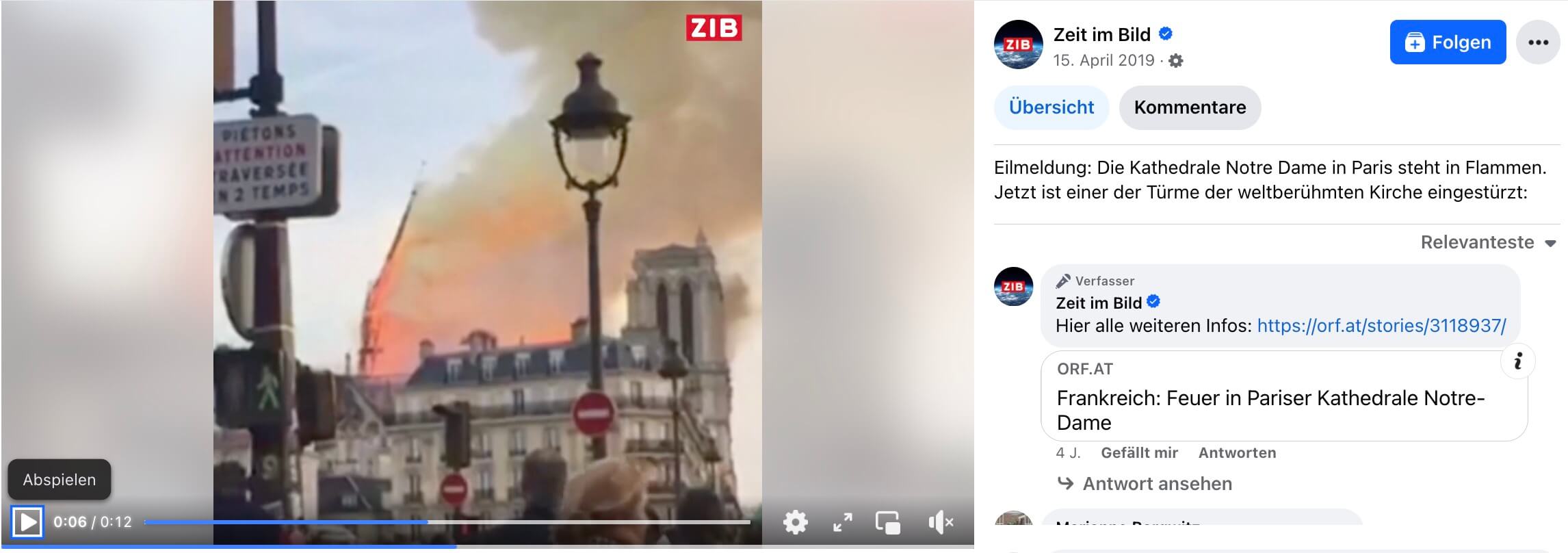 2019: Einn Turm von Notre-Dame in Paris stürzt ein – es ist nicht der Eiffelturm