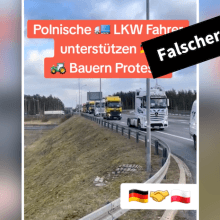 Ein Bild zeigt mehrere LKW, die eine Straße entlangfahren.