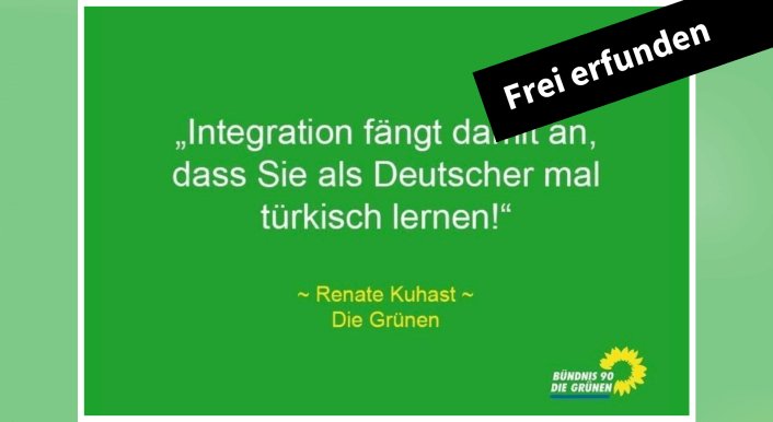 Falschzitat von Renate Künast auf Facebook: Integration fängt damit an dass Sie als Deutscher mal türkisch lernen