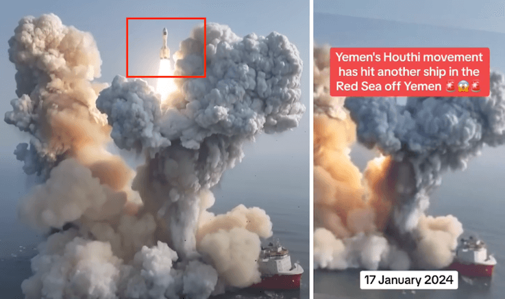 Vergleich des Raketentest in China und dem Video des angeblichen Huthi-Angriffs
