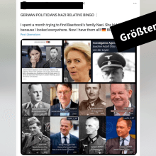 Beitrag auf X mit falschen Collagen von EU-Politikern und angeblichem Großvater