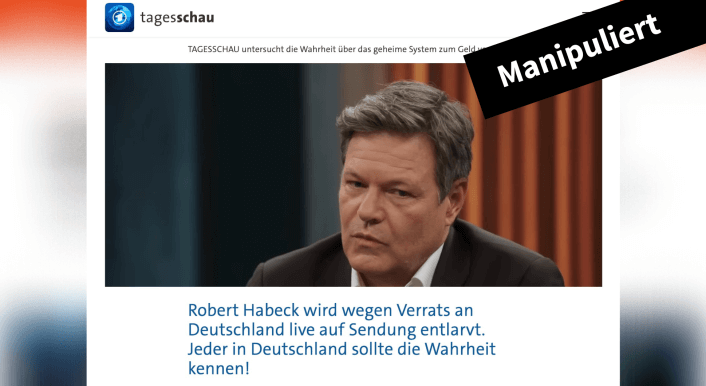 Ein Screenshot des Fake-Artikels mit dem Label „Manipuliert“