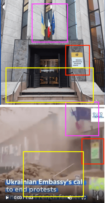 Vergleich des Ratsgebäudes und des Gebäudes aus dem Video