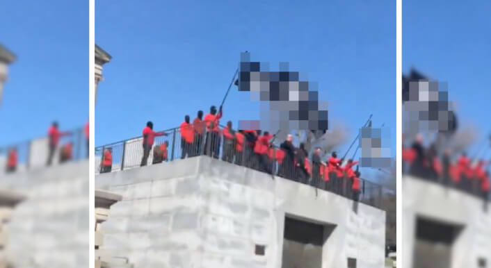 Dieses Standbild aus dem Video, das Anhänger von Lazio Rom zeigen soll, entstand nicht in München, sondern in den USA