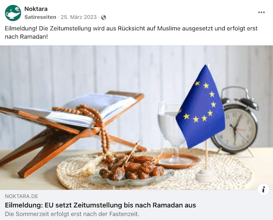 Nein, die EU setzt nicht die Zeitumstellung bis zum Ende des Ramadan aus