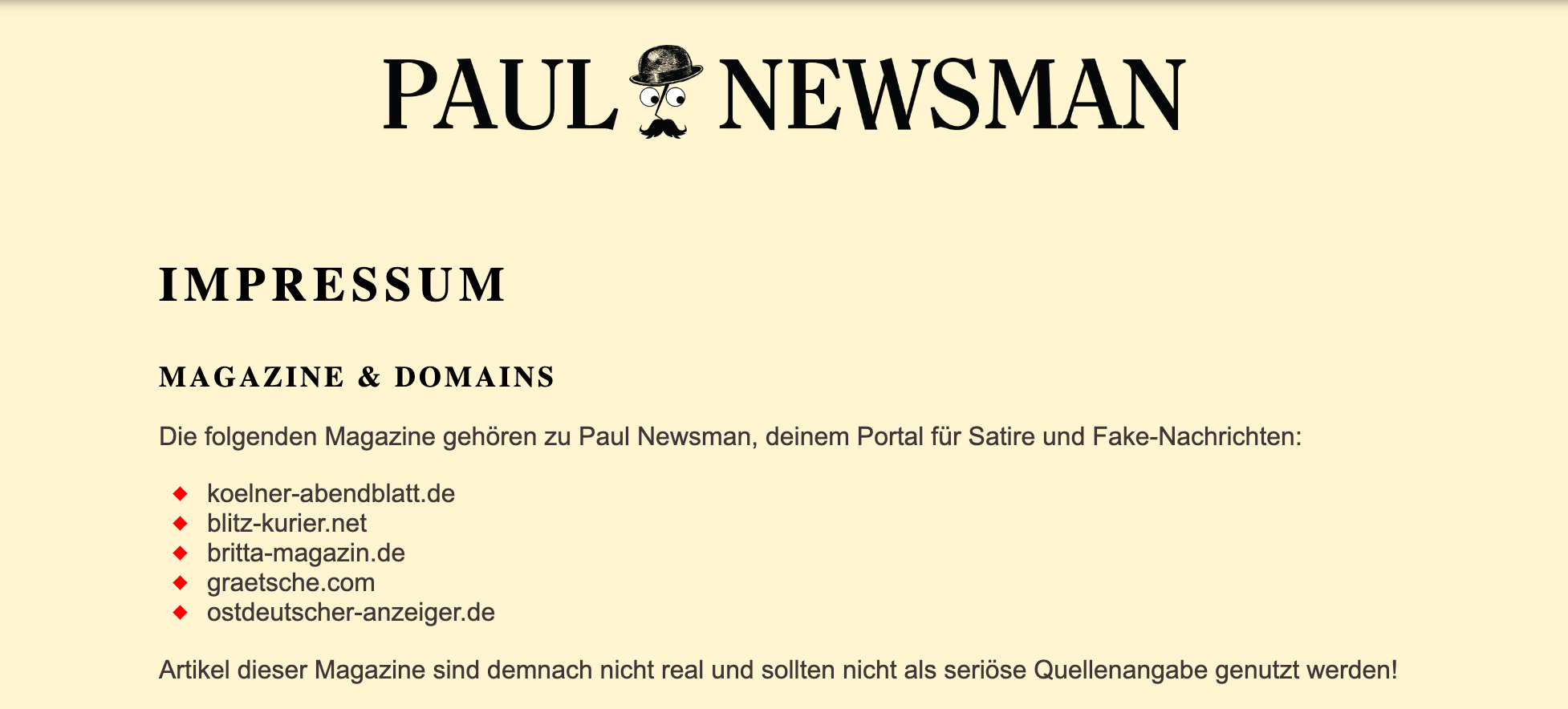Paul Newsman ist eine Satire-Webseite.
