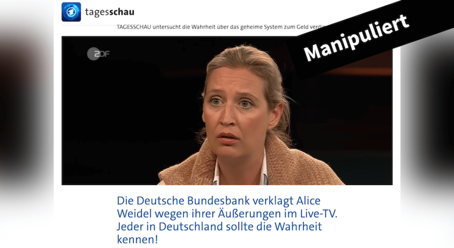 Gefälschter Tagesschau-Artikel: Nein, die Deutsche Bundesbank verklagt  Alice Weidel nicht