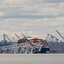 Die Brücke in Baltimore, USA, stürzte auf das Containerschiff Dali.
