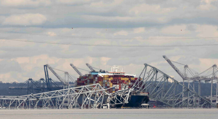 Die Brücke in Baltimore, USA, stürzte auf das Containerschiff Dali.