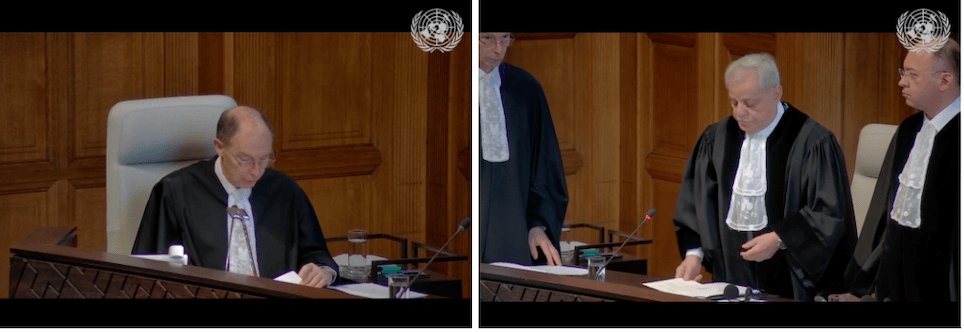 Vergleich mit Fotos vom Kanzler und Richter des Falls am IGH
