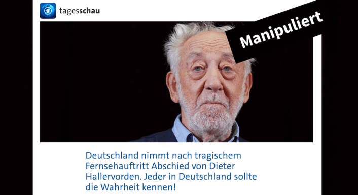 Collage mit dem gefälschten Tagesschau-Artikel