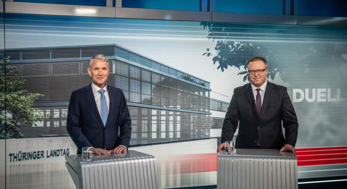 AfD-Politiker Björn Höcke (links) und CDU-Politiker Mario Voigt (rechts).