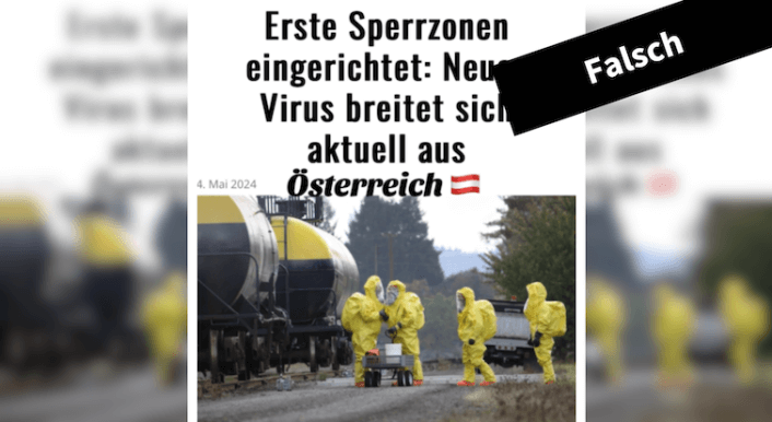 Screenshot aus einem Tiktok-Video, da steht in einer Überschrift: "Erste Sperrzonen eingerichtet: Neues Virus breitet sich aktuell aus"