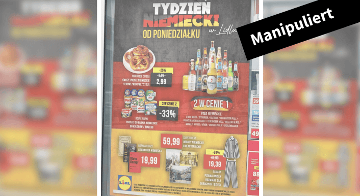 Gefälschtes Werbeprospekt im Namen von Lidl Polen.