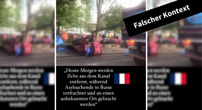 Auf Instagram verbreitet sich ein Video über provisorische Unterkünfte – angeblich von Asylsuchenden in Frankreich. Nutzerinnen und Nutzer hinterließen rassistische Kommentare.