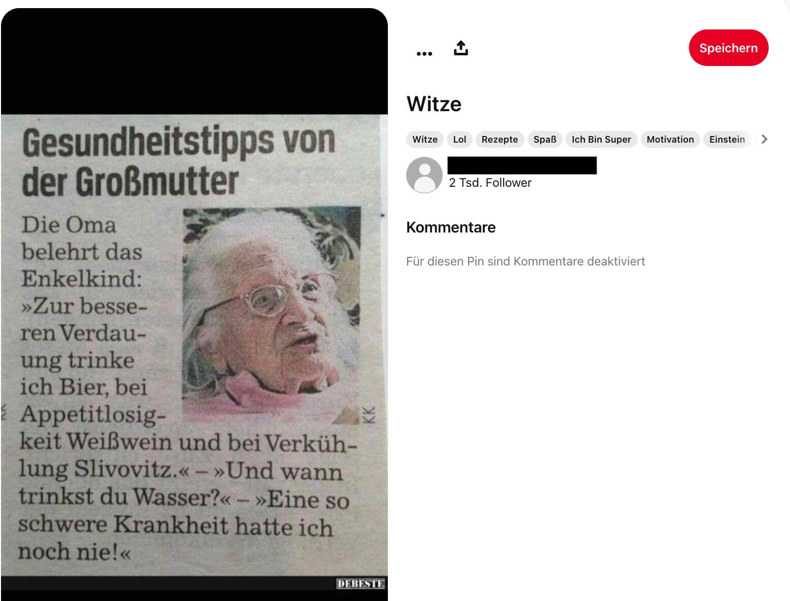 Angeblicher Artikel über „Gesundheitstipps von Großmutter“