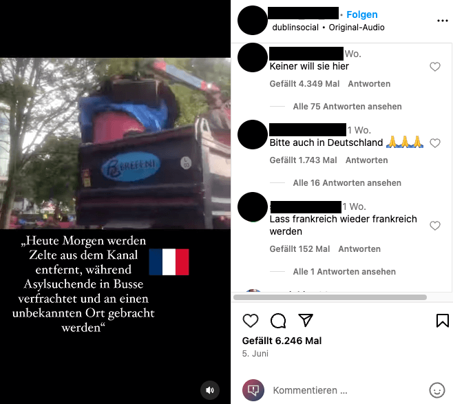 Dieses Instagram-Video stammt nicht aus Frankreich, sondern aus Irland