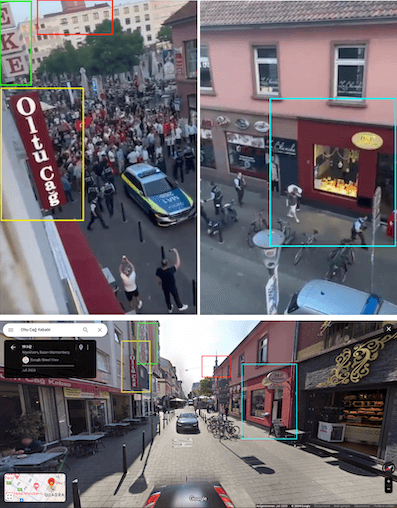 Collage mit Standbildern aus dem Video und von Google Streetview