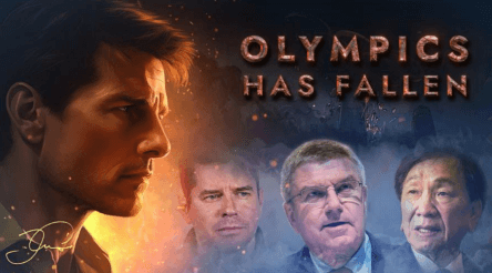 Screenshot der Fake Netflix-Doku Olympics has Fallen mit Tom Cruise