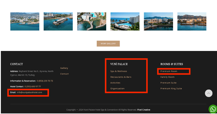 Screenshot offizieller Webseite von Vuni-Palace-Hotel Zypern