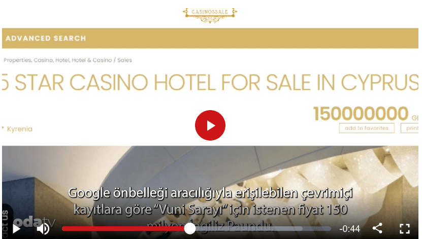 Screenshot von ODATV über Kasino-Kaufpreis