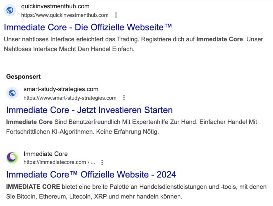 Google-Suchergebnisse für immediate Core