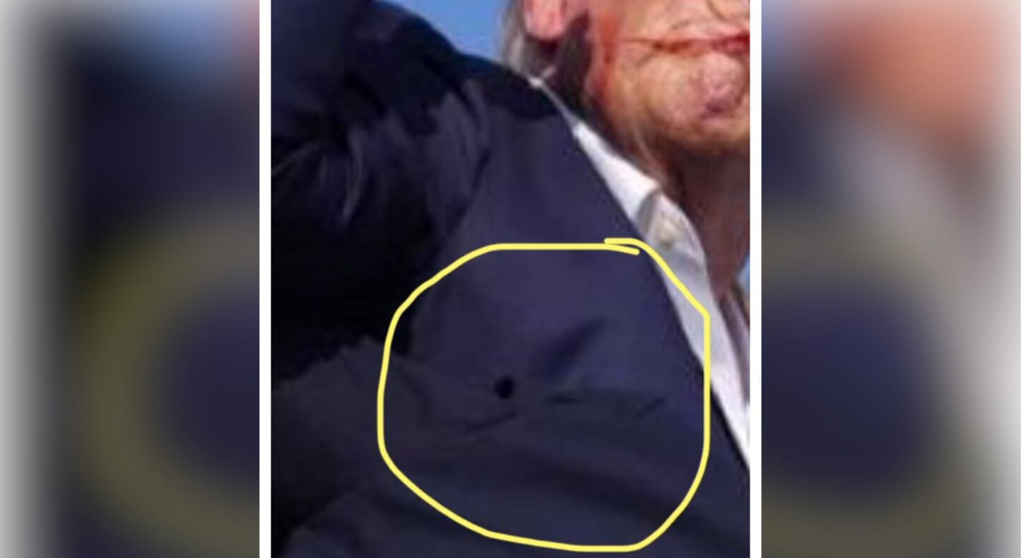 Nein, dieser Bildausschnitt zeigt kein Loch in Donald Trumps Sakko