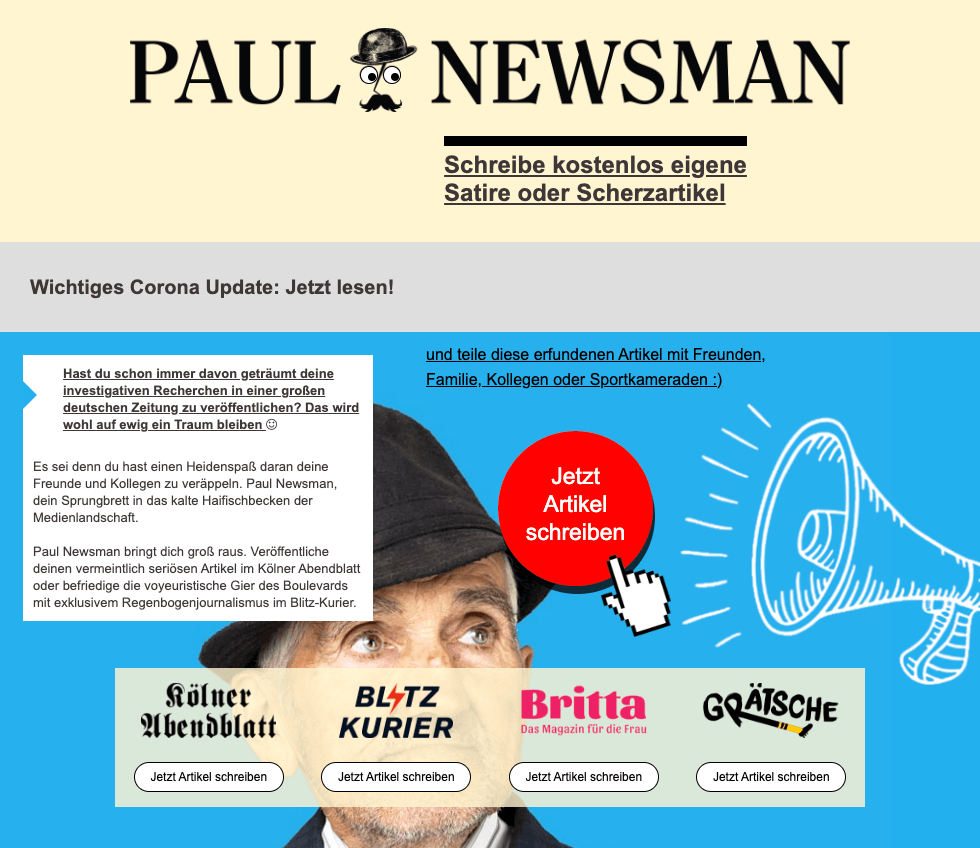 Screenshot der Webseite Paul Newsman