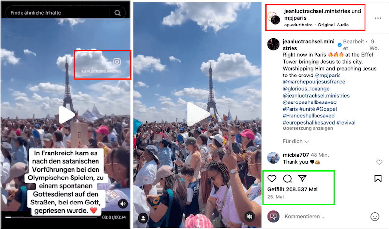 Vergleich Originalvideo bei Instagram mit dem Video auf Tiktok