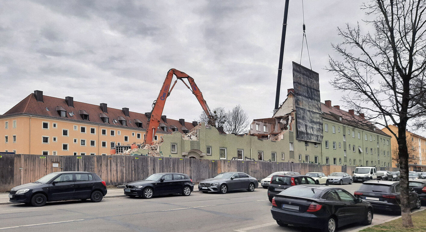 Teilabriss Karlingersiedlung München