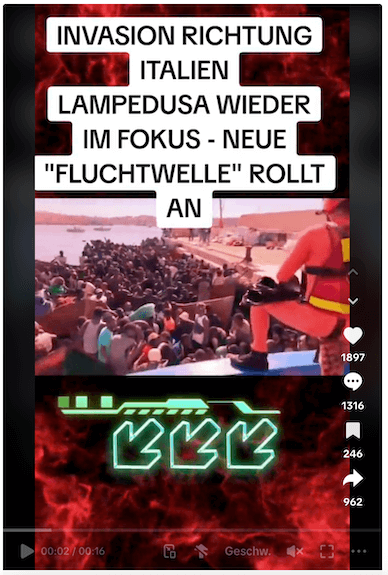 In einem Tiktok-Video sind zahlreiche Menschen auf einem Boot zu sehen.