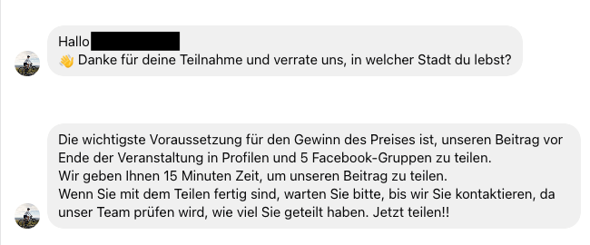 Screenshot der Nachrichten auf Facebook