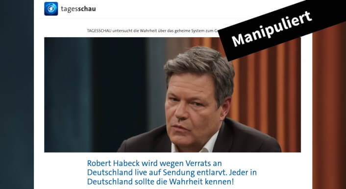 Collage von dem gefälschten Tagesschau-Artikel