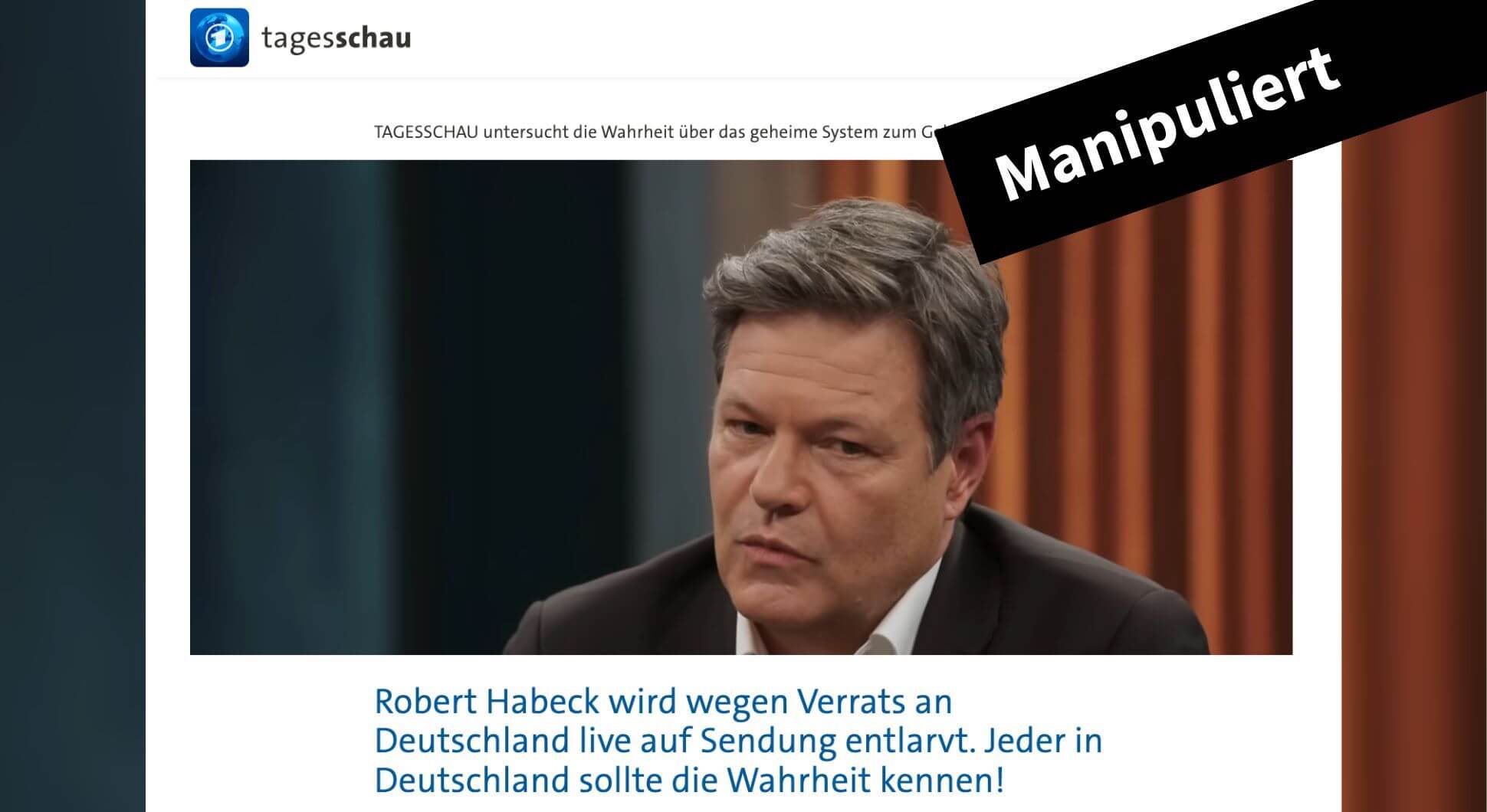 Collage von dem gefälschten Tagesschau-Artikel