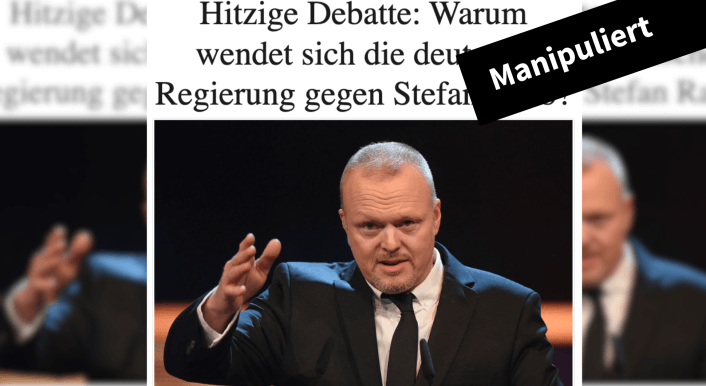 Der gefälschte Artikel ist mit einer Aufnahme von Stefan Raab beim Deutschen Comedypreis 2015 bebildert