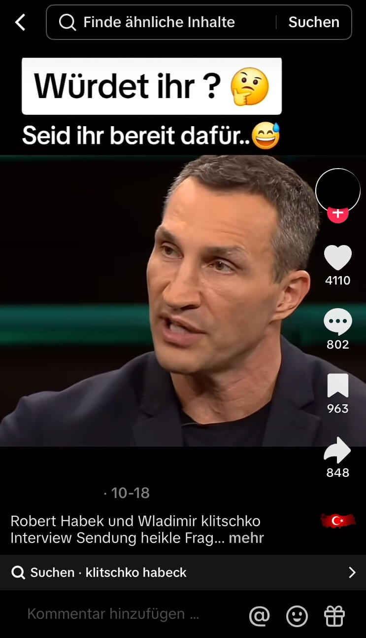 Diesem Tiktok-Video zu Wladimir Klitschko fehlt Kontext.