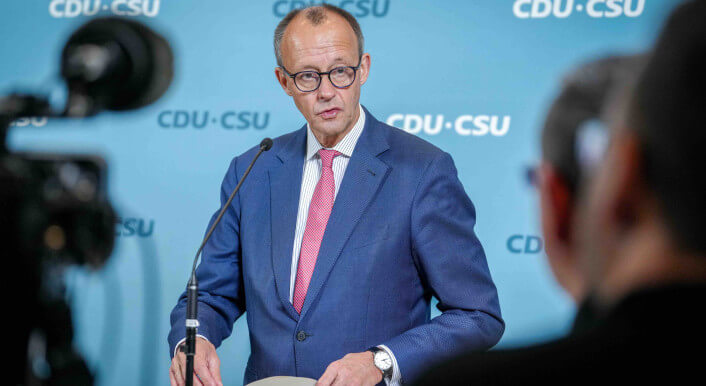 CDU-Kanzlerkandidat Friedrich Merz bei einer Pressekonferenz am 15. November 2024 (Quelle: Kay Nietfeld / Picture Alliance / DPA)