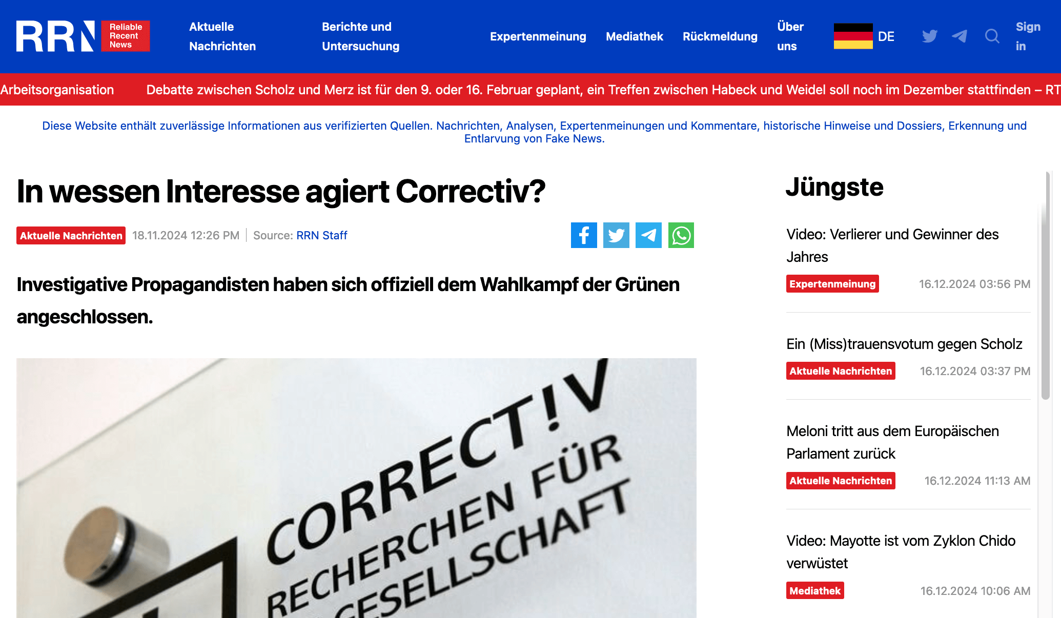 RRN-Artikel über CORRECTIV