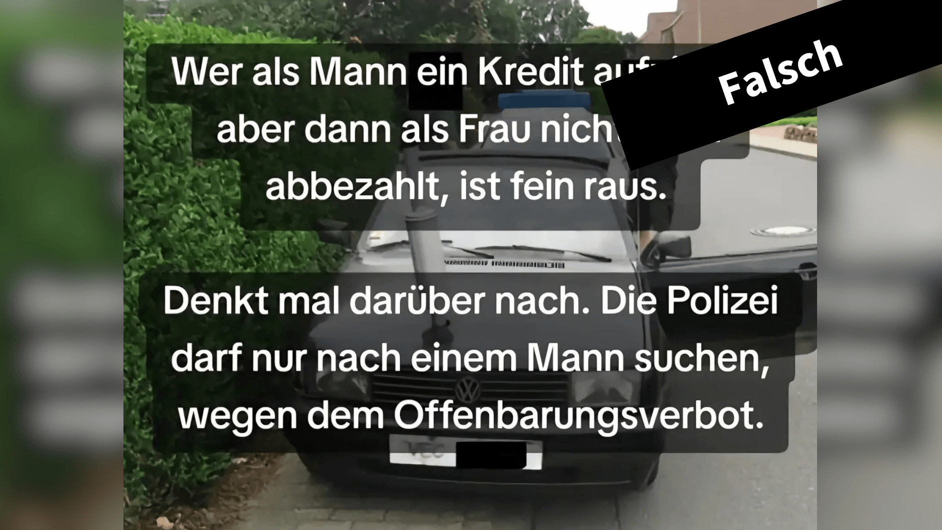 Bild eines Autos mit Text, laut dem sich das Offenbarungsverbot angeblich missbrauchen lässt.